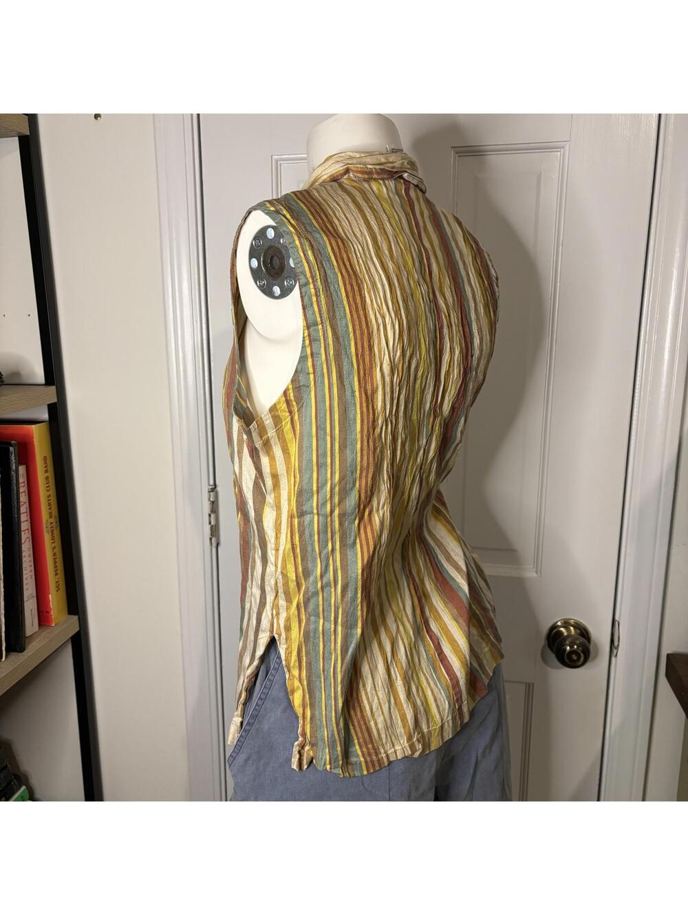 Isabella Bird M Multicolor Striped Silk Blouse - Picture 4 of 6